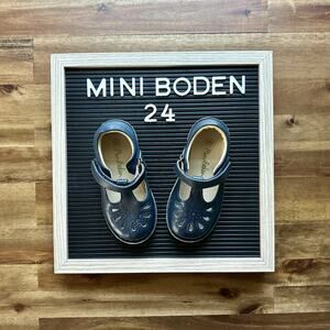 Mini Boden Navy Leather T Strap Mary Jane Shoes Classic Preppy European 24EU/8US